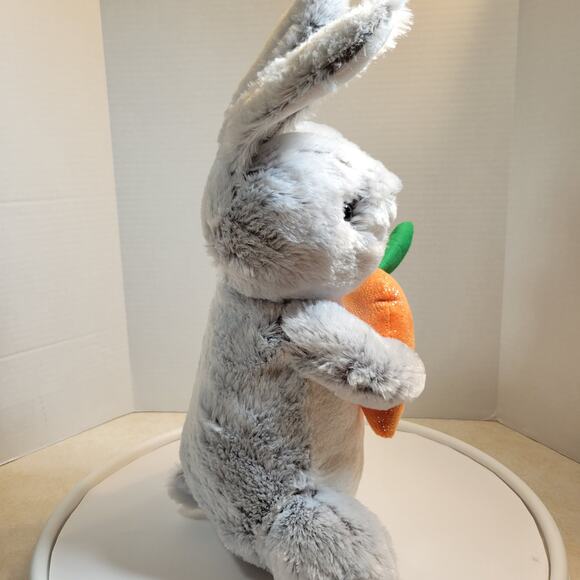 Gray Plush Bunny Rabbit 17” Holding Carrot Soft Toy Stuffed Animal Cute Gift - Picture 3 of 16